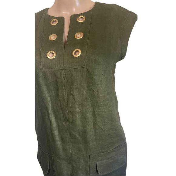 J. Crew Green Sheath Mini Dress V-neck Cap Sleeve - Picture 4 of 12
